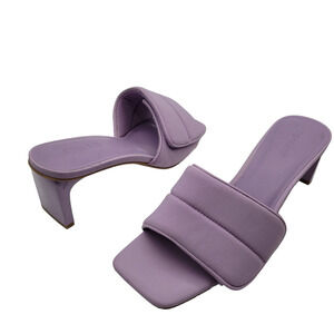 New Open Edit Cava Slide Sandals 7 Purple Puffy Women Slip On 90s Square Toe